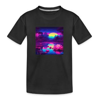 nénuphars sur le lac - T-shirt bio Premium Enfant - noir - Devant