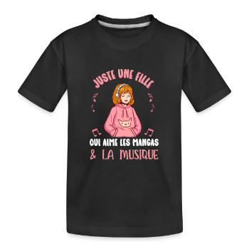 juste une fille qui aime les mangas - T-shirt bio Premium Enfant - noir - Devant