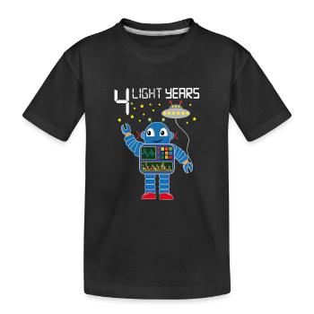Robot congratulates 4 light years old four years - Kids' Premium Organic T-Shirt - black - Front