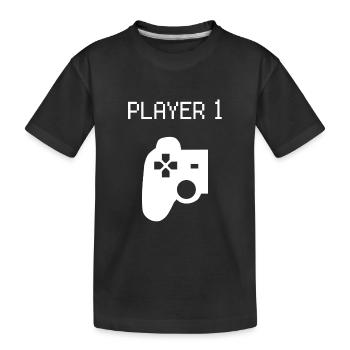 Joueur 1 Gamer Partenaire Look Famille Amis Partenaire - T-shirt bio Premium Enfant - noir - Devant