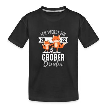 Ich werde großer Bruder 2022 Fuchs Baby Junge - Kinder Premium Bio T-Shirt - Schwarz - Vorne