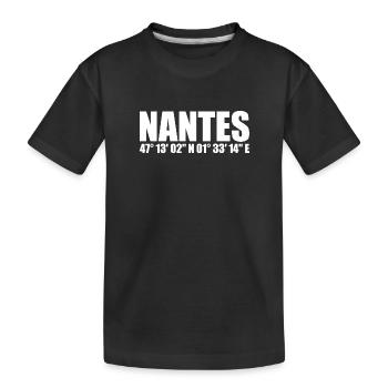 Nantes Koordinaten - Kinder Premium Bio T-Shirt - Schwarz - Vorne