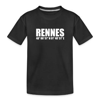 Rennes Koordinaten - Kinder Premium Bio T-Shirt - Schwarz - Vorne