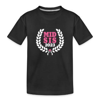 Mid Sis 2023 Mittlere Schwester Baby Geburt Kind - Kinder Premium Bio T-Shirt - Schwarz - Vorne