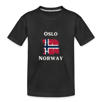 Oslo Norway Souvenir Flag Hiking Gift Idea - Kids' Premium Organic T-Shirt - black - Front