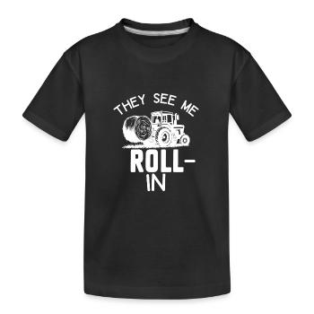 drôle de dictons agricoles tracteur foin - T-shirt bio Premium Enfant - noir - Devant