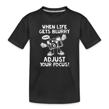Camera - Kids' Premium Organic T-Shirt - black - Front