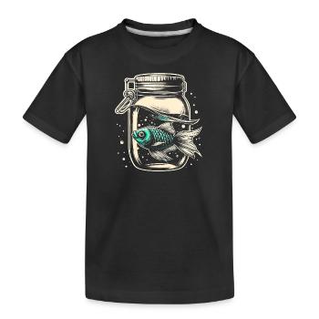 Poisson dans un bocal - T-shirt bio Premium Enfant - noir - Devant