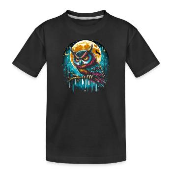 Chouette dans la nuit - T-shirt bio Premium Enfant - noir - Devant