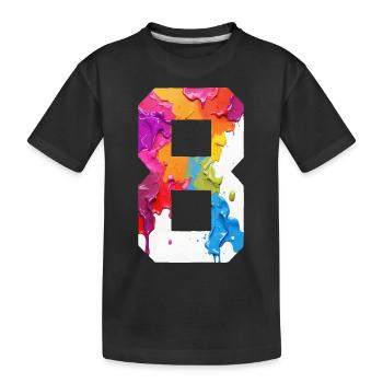 FARBIG NUMMER 8 BUNT 8. GEBURTSTAG - Kinder Premium Bio T-Shirt - Schwarz - Vorne