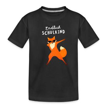 Endlich Schulkind Fuchse Dab Einschulung - Kinder Premium Bio T-Shirt - Schwarz - Vorne
