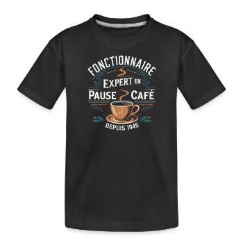 Fonctionnaire expert en pause café depuis 1945 - T-shirt bio Premium Enfant - noir - Devant