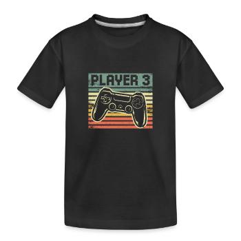 Player 3 - Gamer Vater Sohn Partnerlook Gaming - Kinder Premium Bio T-Shirt - Schwarz - Vorne