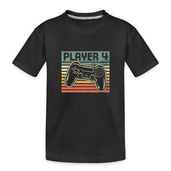 Player 4 - Gamer Vater Sohn Partnerlook Gaming - Kinder Premium Bio T-Shirt - Schwarz - Vorne