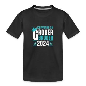 Ich werde Großer Bruder 2024 Baby Schwangerschaft - Kinder Premium Bio T-Shirt - Schwarz - Vorne