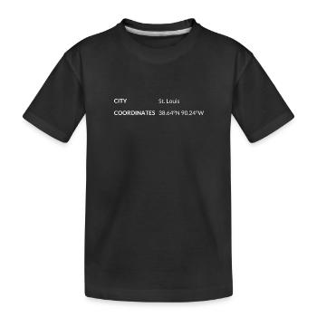St. Louis, Missouri, USA coordinates - Kids' Premium Organic T-Shirt - black - Front