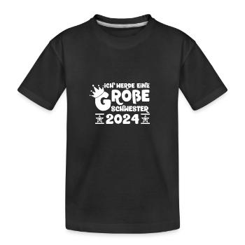 Ich werde Große Schwester 2024 Schwangerschaft - Kinder Premium Bio T-Shirt - Schwarz - Vorne