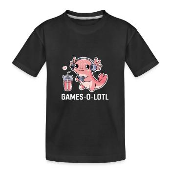 Funny Gameing Gift GamerGirl Kawaii Axolotl - Kids' Premium Organic T-Shirt - black - Front