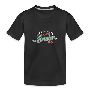 Ich werde Großer Bruder 2024 Baby Schwangerschaft - Kinder Premium Bio T-Shirt - Schwarz - Vorne