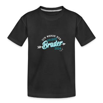 Ich werde Großer Bruder 2024 Baby Schwangerschaft - Kinder Premium Bio T-Shirt - Schwarz - Vorne