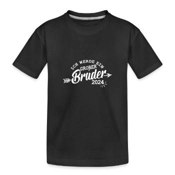 Ich werde Großer Bruder 2024 Baby Schwangerschaft - Kinder Premium Bio T-Shirt - Schwarz - Vorne