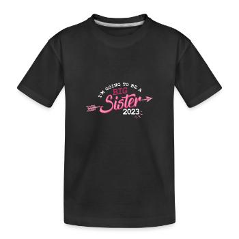 Grande Sœur 2023 Grossesse Bébé Fille - T-shirt bio Premium Enfant - noir - Devant