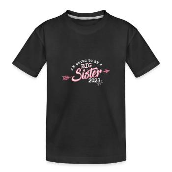 Grande Sœur 2023 Grossesse Bébé Fille - T-shirt bio Premium Enfant - noir - Devant
