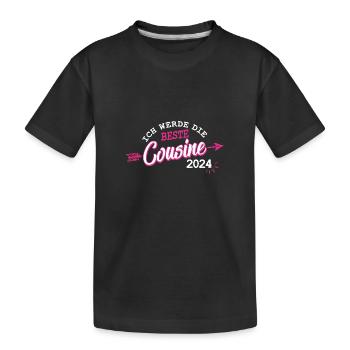 Beste Cousine 2024 Baby Schwangerschaft Kind - Kinder Premium Bio T-Shirt - Schwarz - Vorne
