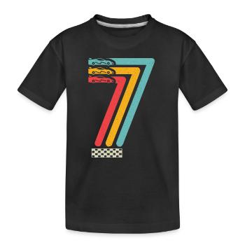7. Geburtstag Rennwagen 7 Jahre alt Rennauto - Kinder Premium Bio T-Shirt - Schwarz - Vorne