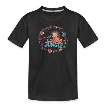 My wild jungle life - Kids' Premium Organic T-Shirt - black - Front