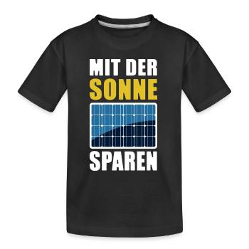 Mit der Sonne sparen - Photovoltaik - Solarenergie - Kinder Premium Bio T-Shirt - Schwarz - Vorne