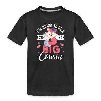 Große Cousine 2024 Baby Schwangerschaft Kind Fuchs - Kinder Premium Bio T-Shirt - Schwarz - Vorne