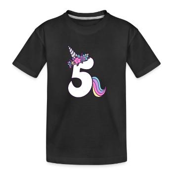 5th Birthday Girl 5 Years Old Little Unicorn - Kids' Premium Organic T-Shirt - black - Front