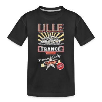 Lille France City Skyline Vintage Rétro - T-shirt bio Premium Enfant - noir - Devant