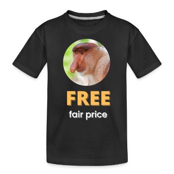 Kostenloser fairer Preis | Weißer Text - Kinder Premium Bio T-Shirt - Schwarz - Vorne