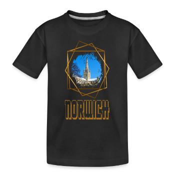 Norwich England UK City Skyline Love Gold - Kids' Premium Organic T-Shirt - black - Front
