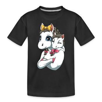 Liebevolles Einhorn mit Einhorn Kind für Einhorn - Kinder Premium Bio T-Shirt - Schwarz - Vorne