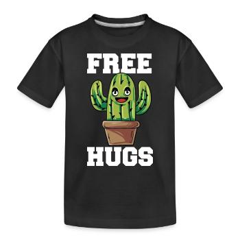Funny Free Hugs Cactus Sarcastic Design - Kinder Premium Bio T-Shirt - Schwarz - Vorne