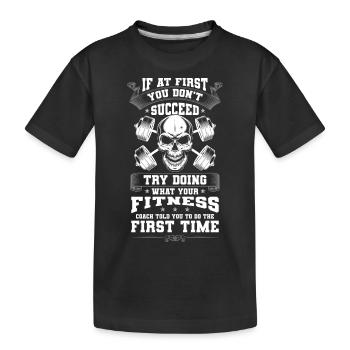 Fitnesstrainer Muskeln Sport Workout - Kinder Premium Bio T-Shirt - Schwarz - Vorne