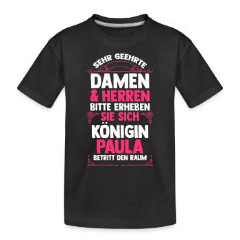 Name Paula - Kinder Premium Bio T-Shirt - Schwarz - Vorne