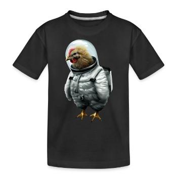 Ein Huhn im Astronautenanzug - Kinder Premium Bio T-Shirt - Schwarz - Vorne