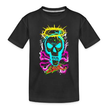 L.Gor Totenkopf Knochen - Kinder Premium Bio T-Shirt - Schwarz - Vorne