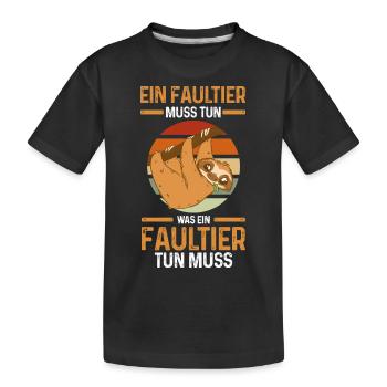 Faultier - Kinder Premium Bio T-Shirt - Schwarz - Vorne