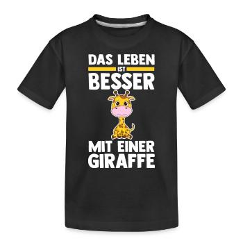 Giraffe Giraffen - Kinder Premium Bio T-Shirt - Schwarz - Vorne