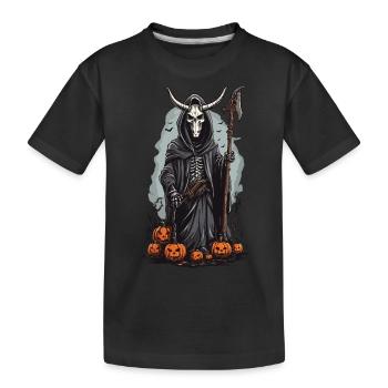 Grim Reaper Halloween Demonic Druid Design - Kids' Premium Organic T-Shirt - black - Front