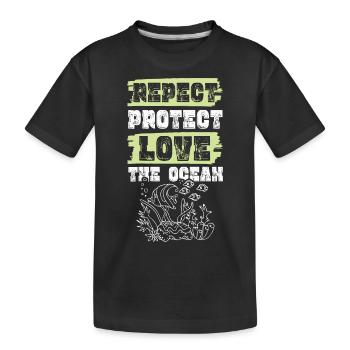 Pollution Love Save the Ocean - Kids' Premium Organic T-Shirt - black - Front