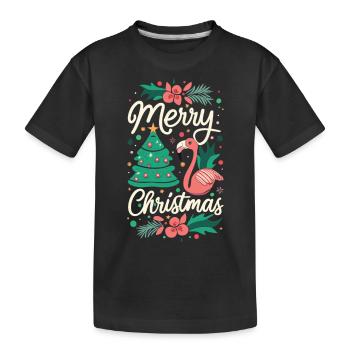 Flamingo at Christmas Time - Unforgettable Celebration - Kids' Premium Organic T-Shirt - black - Front