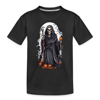 Grim Reaper's Dark Halloween Skeleton Mystery - Kids' Premium Organic T-Shirt - black - Front