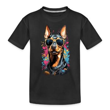 Cooler Dobermann Hund Design mit Stil - Kinder Premium Bio T-Shirt - Schwarz - Vorne