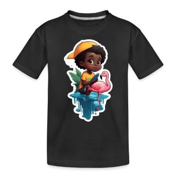 Jeune flamant rose Fan ami cadeau - T-shirt bio Premium Enfant - noir - Devant